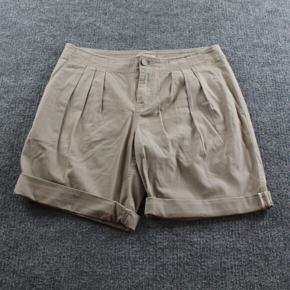 Burberry Brit Shorts Women 6 Pleated Cuffed Chino Khaki Preppy Quiet Luxury Chic - Picture 1 of 9